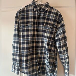 Jachs Navy and Cream Plaid Casual Button Down Shirt